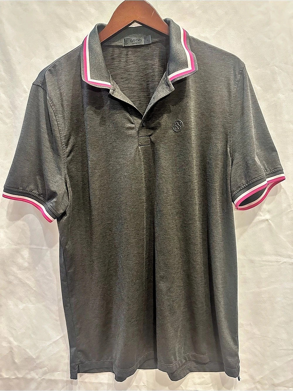 G/FORE Men's Polo Gray & Pink Size Large